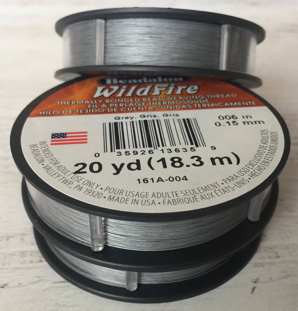 Beadalon Wildfire Thread Grey .006 20 yards