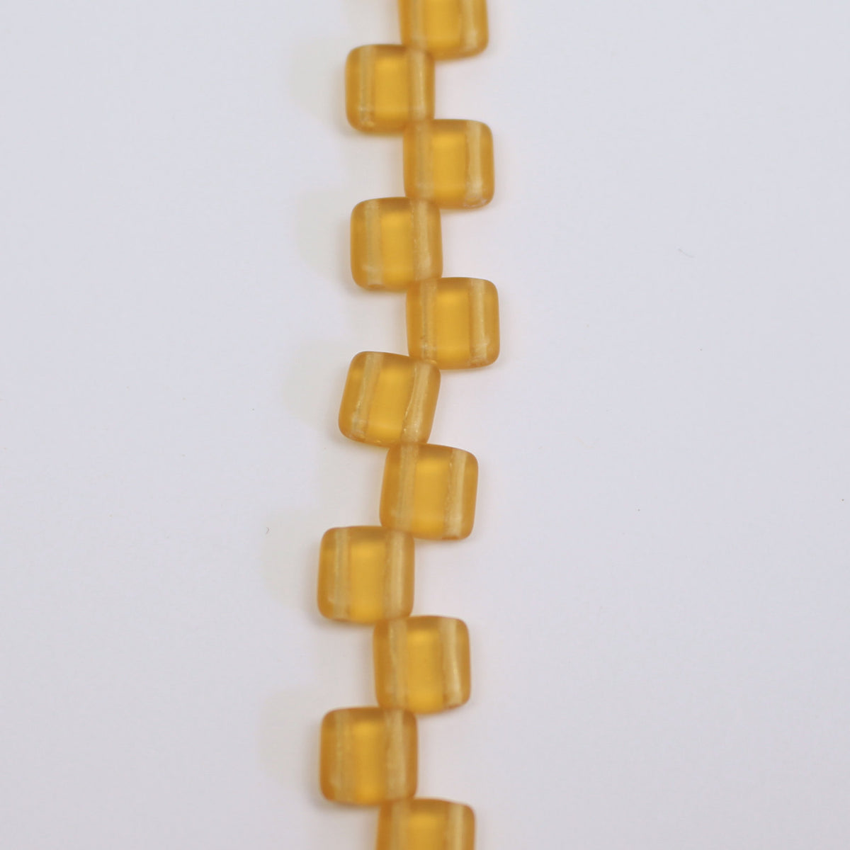 Czech Glass Tile Bead Amber Matte Transparent