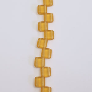 Czech Glass Tile Bead Amber Matte Transparent