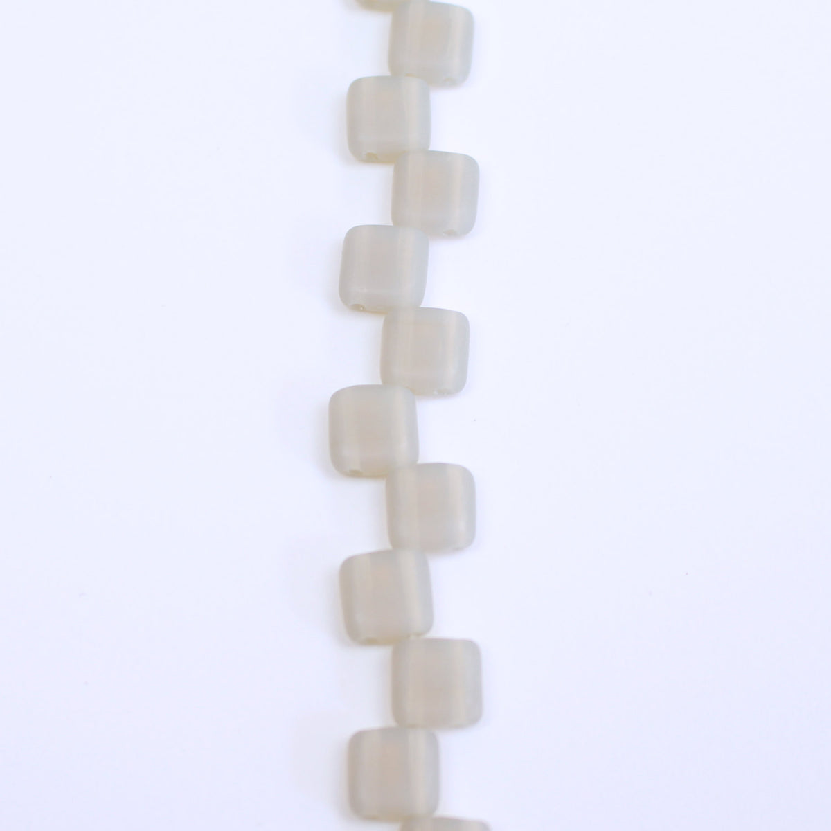 Czech Glass 6mm Tile Bead Grey Matte