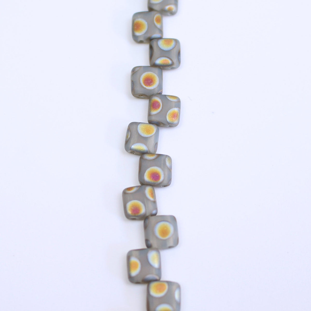 Czech Glass 6mm Tile Bead Grey Peacock Marea 25 pcs