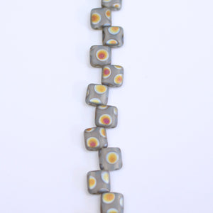 Czech Glass 6mm Tile Bead Grey Peacock Marea 25 pcs