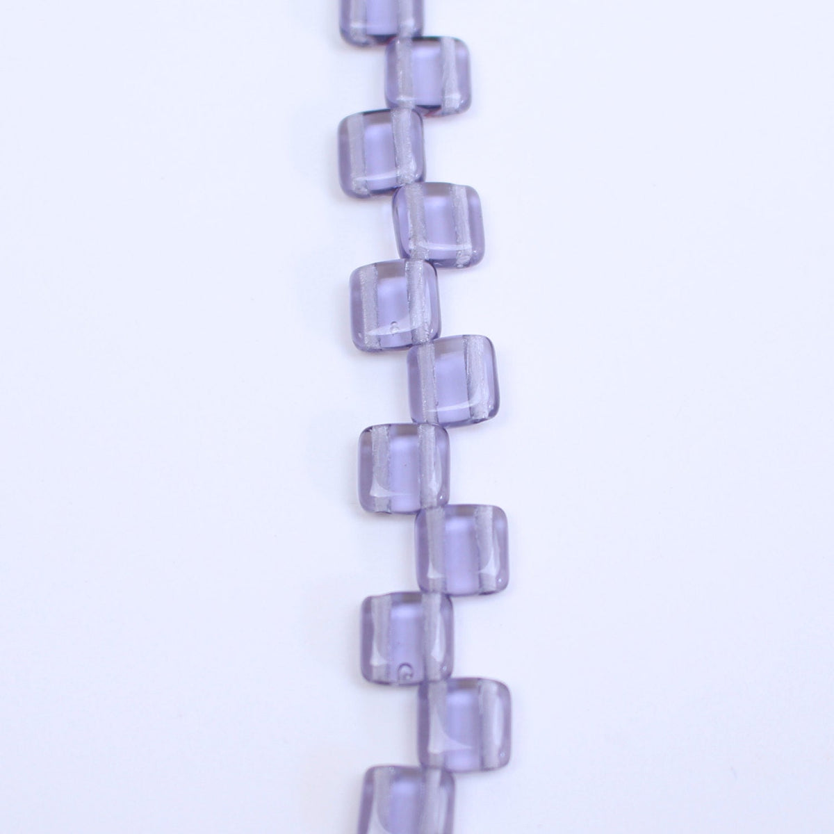 Czech Glass 6mm Tile Light Purple Transparent