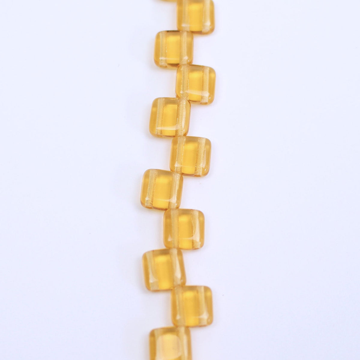 Czech Glass 6mm Tile Bead Amber Transparent