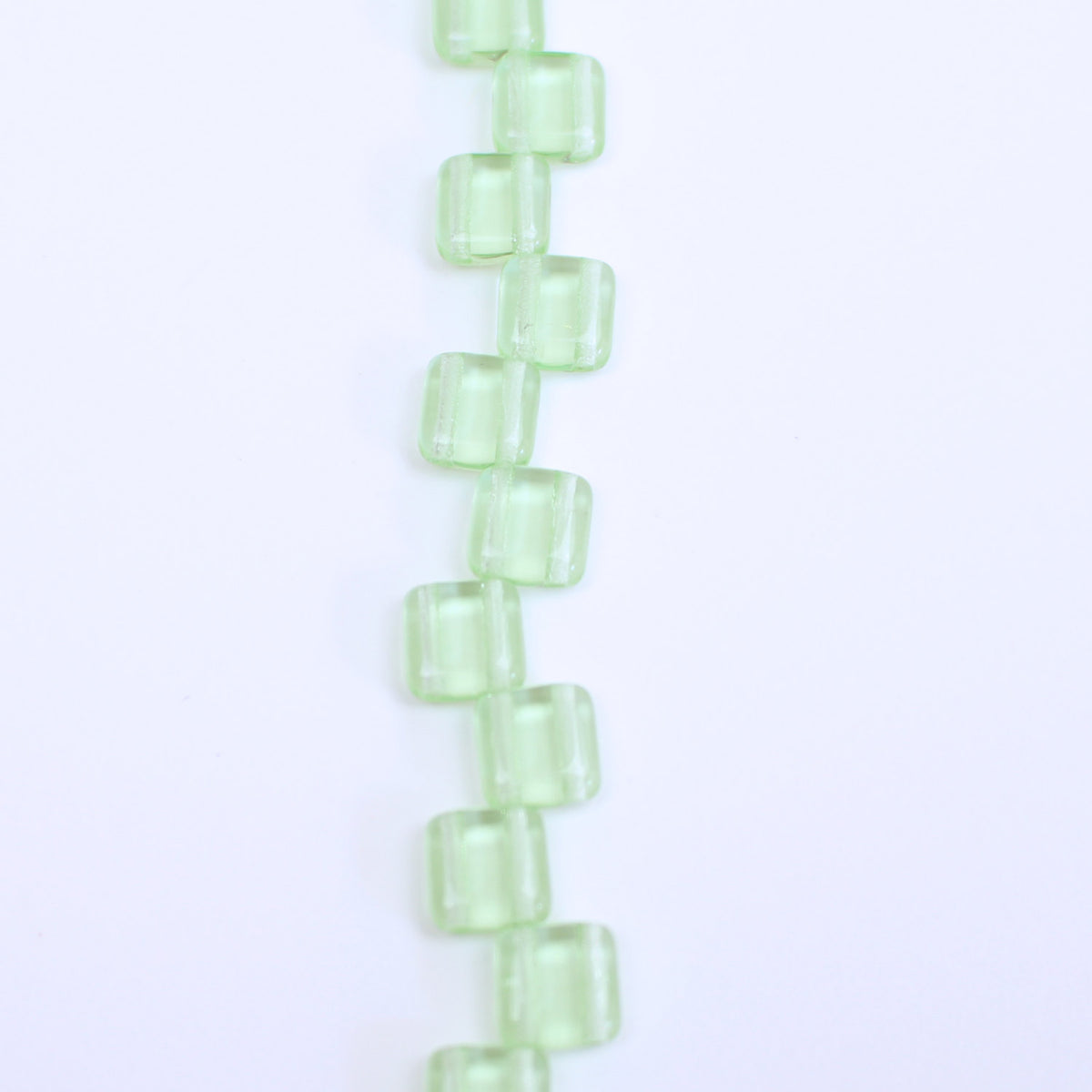 Beads, Two Hole Czech Glass 6mm Tile Bead in Peridot Transparent 25 pcs