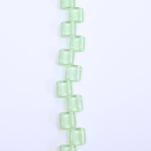 Beads, Two Hole Czech Glass 6mm Tile Bead in Peridot Transparent 25 pcs