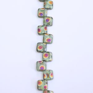 Czech Glass 6mm Tile Bead Green Peridot Peacock 25 pcs