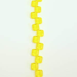 Czech Glass 6mm Tile Bead Yellow Transparent