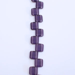 Czech Glass 6mm Tile Bead Medium Purple Matte