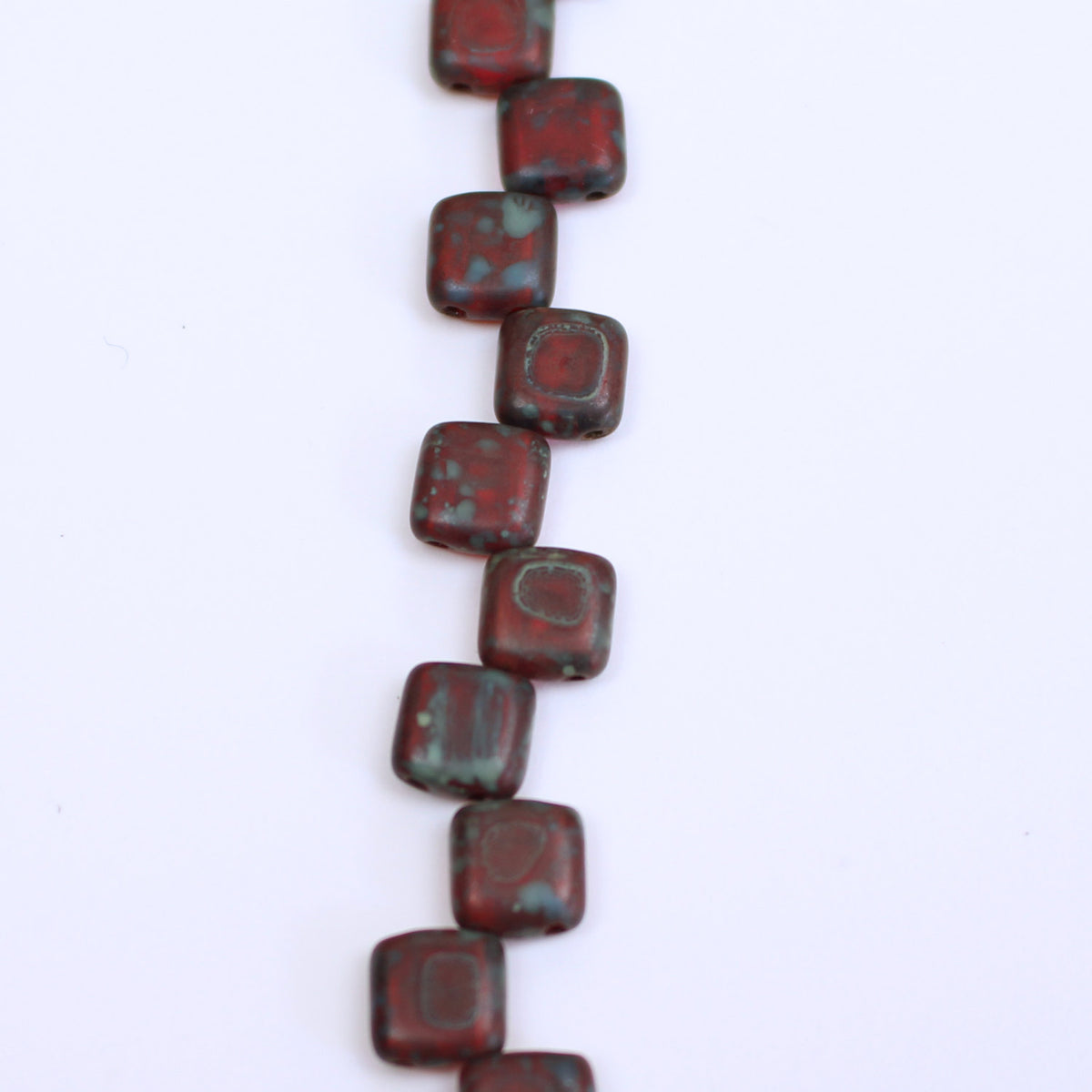 Czech Glass 6mm Tile Bead SiamTravertine 25 pcs