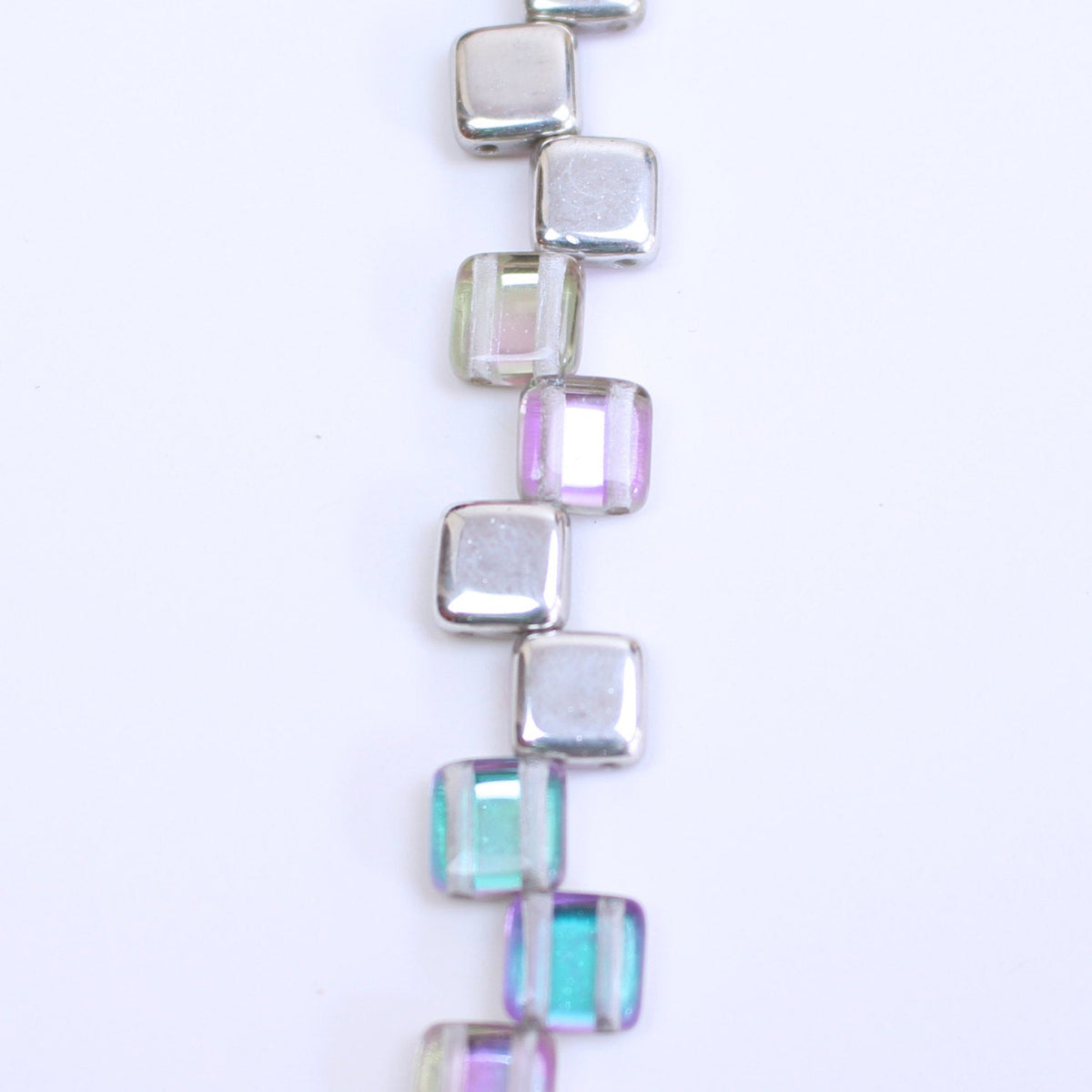 Czech Beads 6mm Tile Bead Pink Silver