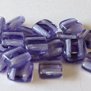 Czech Glass 6mm Tile Light Purple Transparent