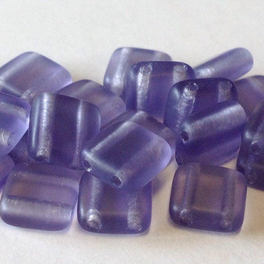 Czech Glass 6mm Tile Bead Light Purple Matte 25 pcs