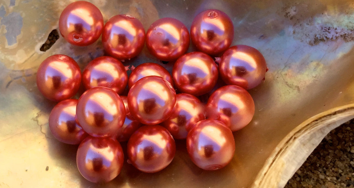 Czech Glass Pearls 6mm Round Light Coral 32 pieces