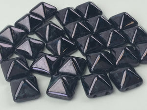 Czech Glass two hole Pyramid 12mm Deep Purple 25 pcs