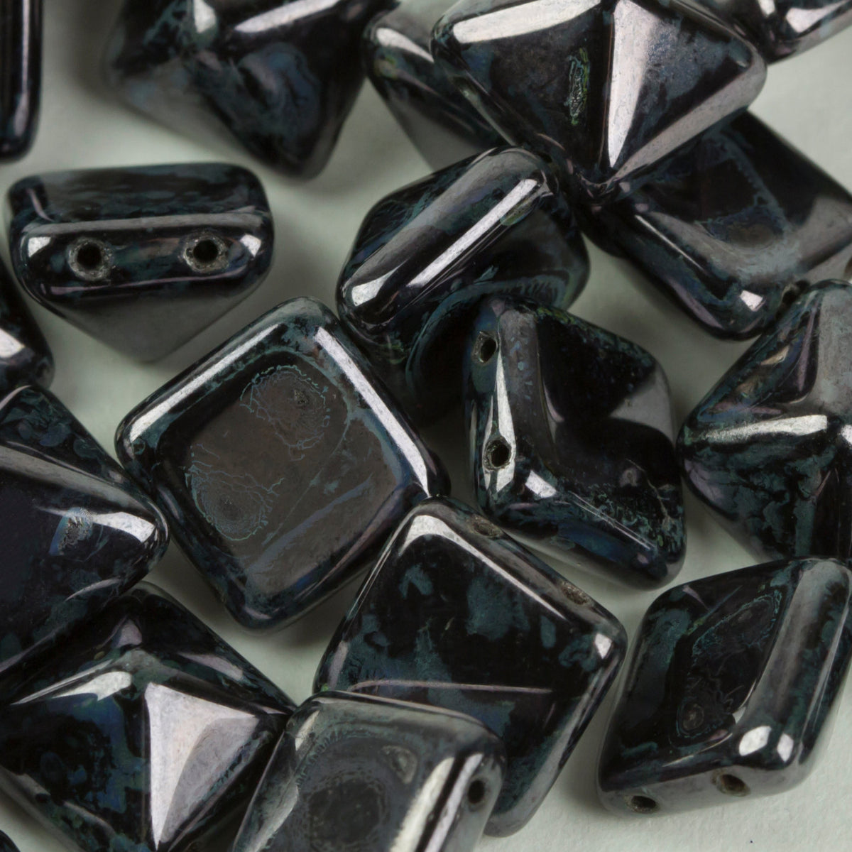 Czech Glass two hole Pyramid 12mm Deep Purple 25 pcs