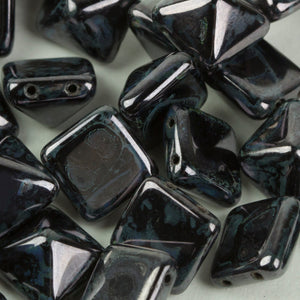 Czech Glass two hole Pyramid 12mm Deep Purple 25 pcs