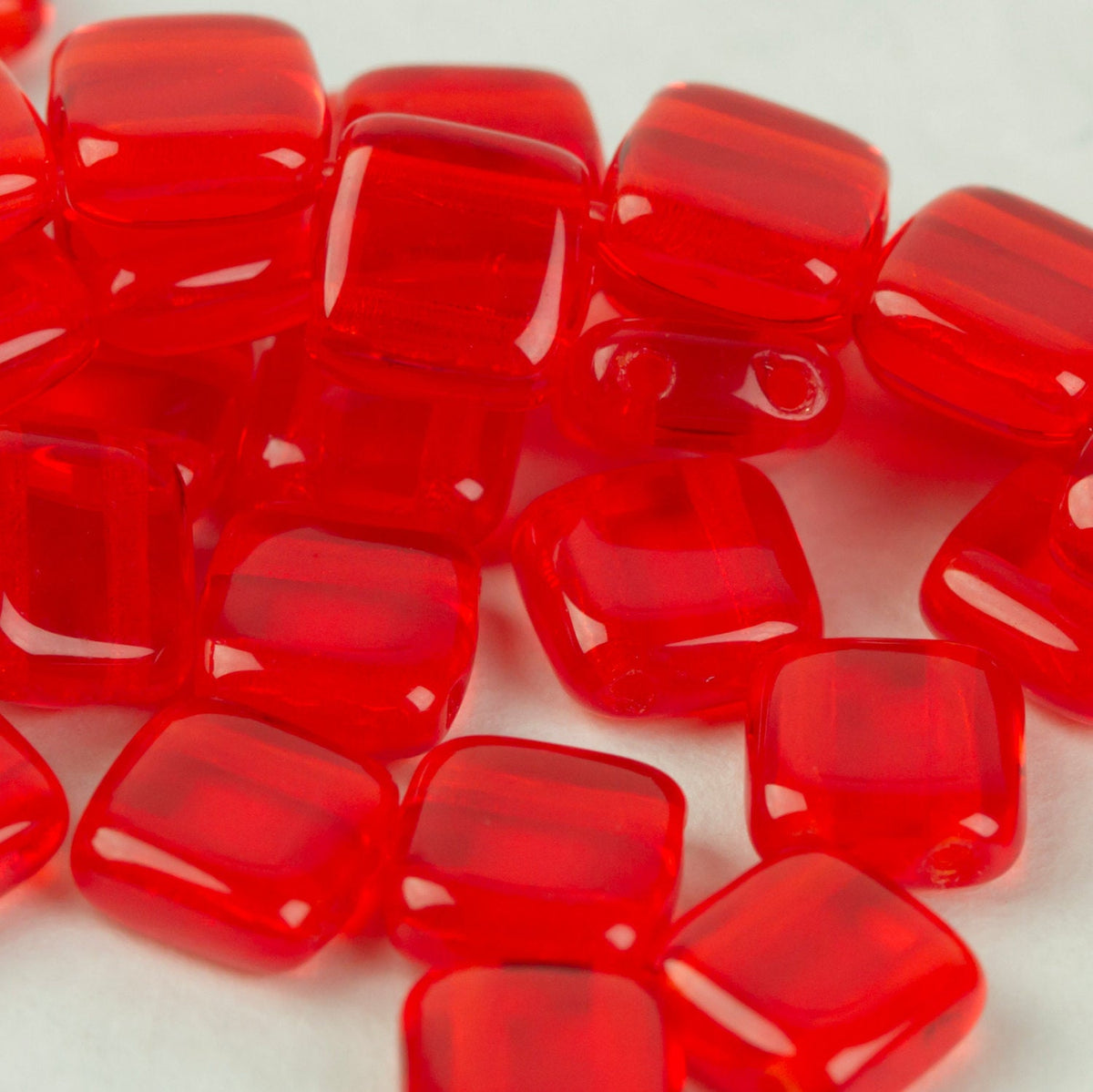 Czech Glass 6mm Tile Siam Transparent 25 pcs