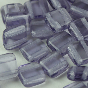 Czech Glass 6mm Tile Light Purple Transparent