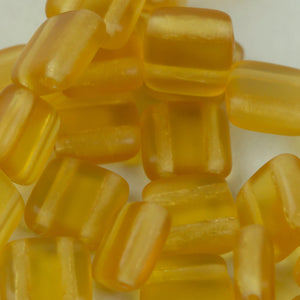 Czech Glass Tile Bead Amber Matte Transparent