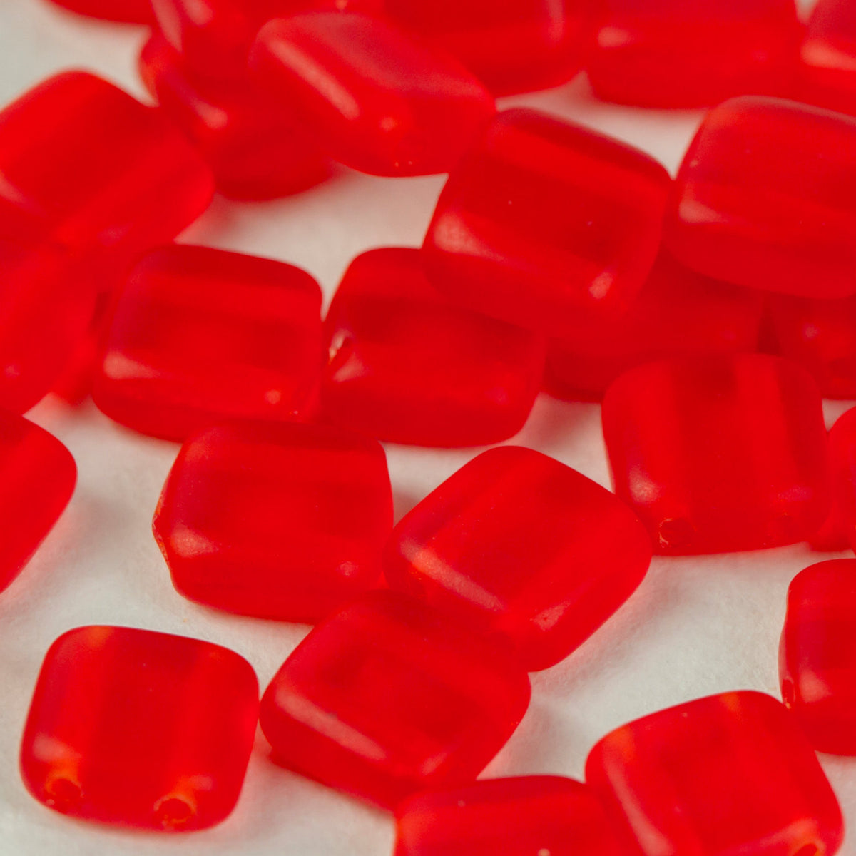 Czech Glass 6mm two-hole Tile Bead Siam Matte