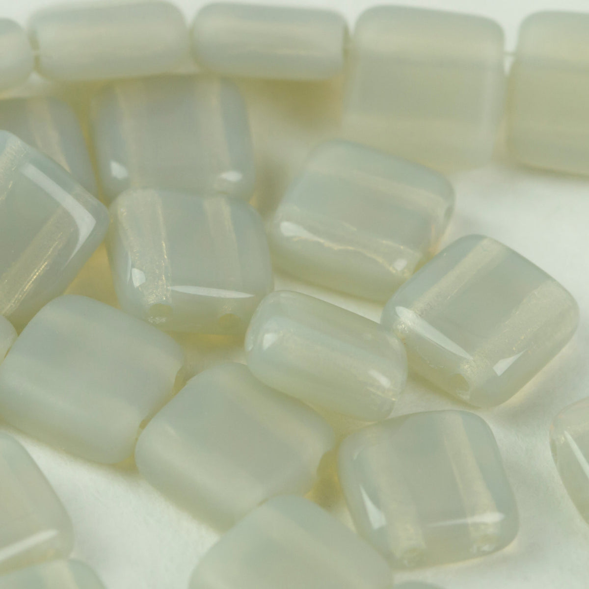 Czech Glass 6mm Tile Bead Grey Transparent