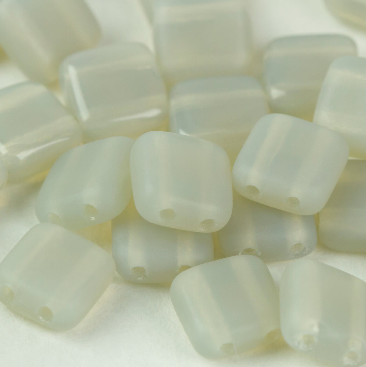 Czech Glass 6mm Tile Bead Grey Matte