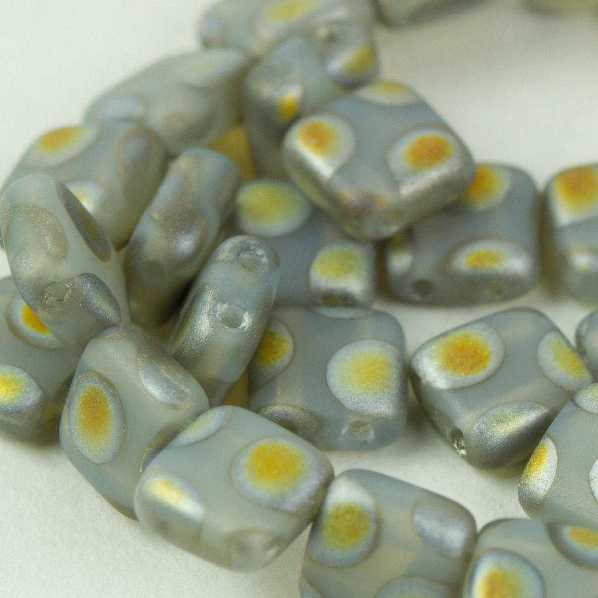 Czech Glass 6mm Tile Bead Grey Peacock Marea 25 pcs