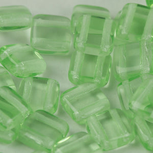 Beads, Two Hole Czech Glass 6mm Tile Bead in Peridot Transparent 25 pcs