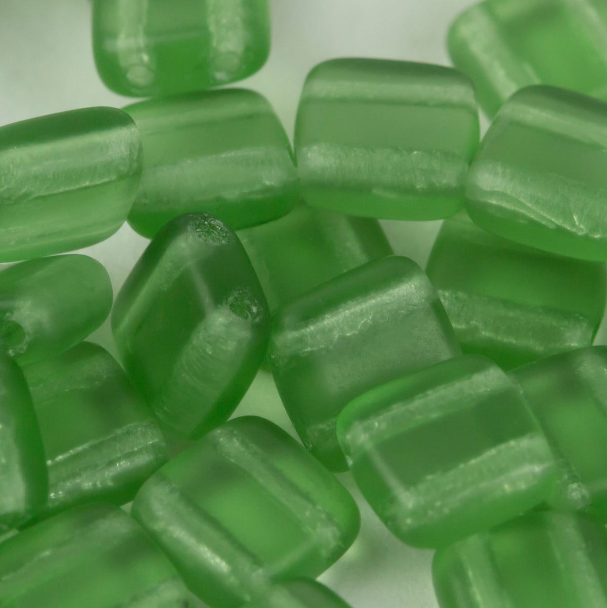 Czech Glass 6mm Tile Bead Ernite Matte Transparent