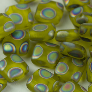Czech Glass Tile Bead Yellow Peacock 6mm 25 pcs