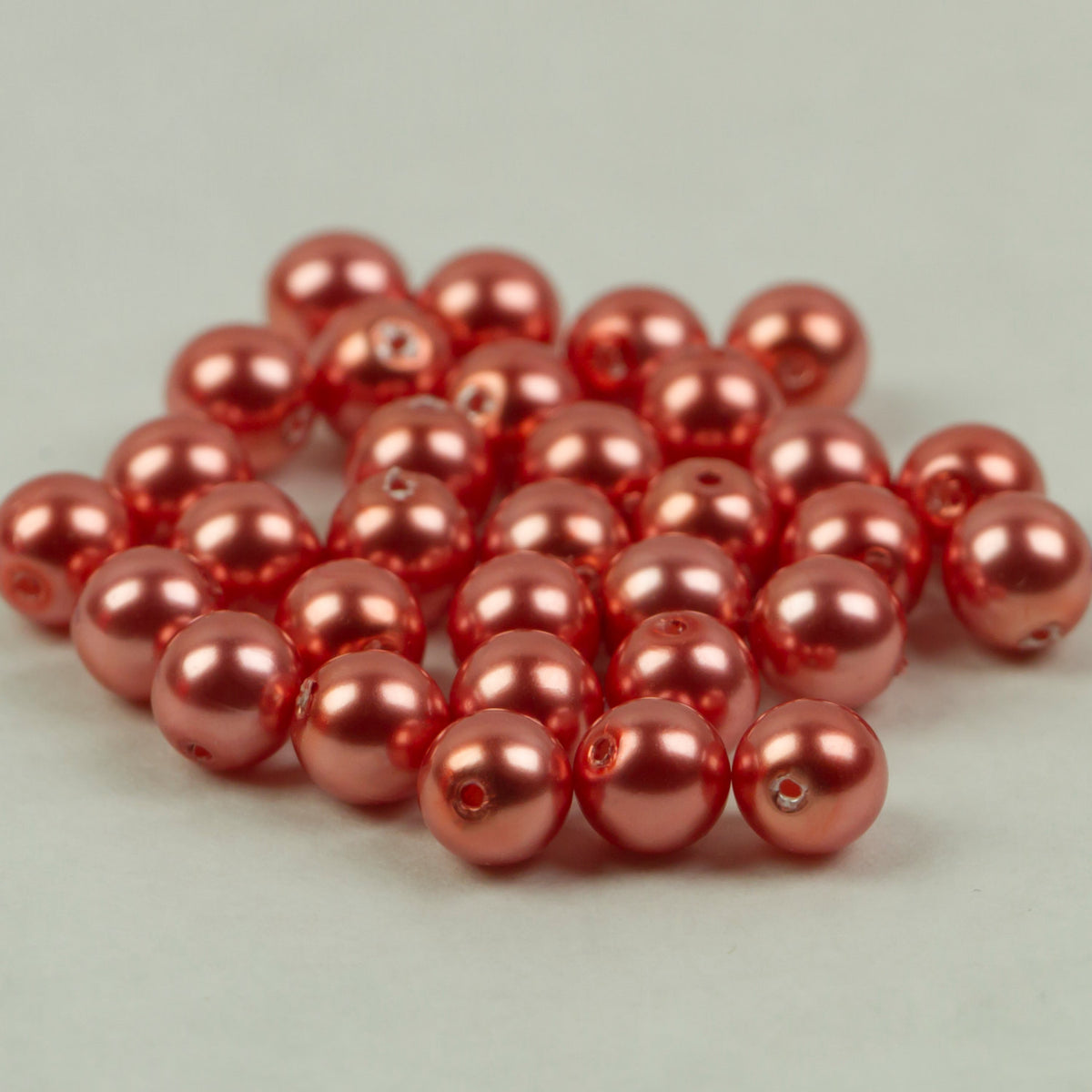 Czech Glass Pearls 6mm Round Coral 32 pieces