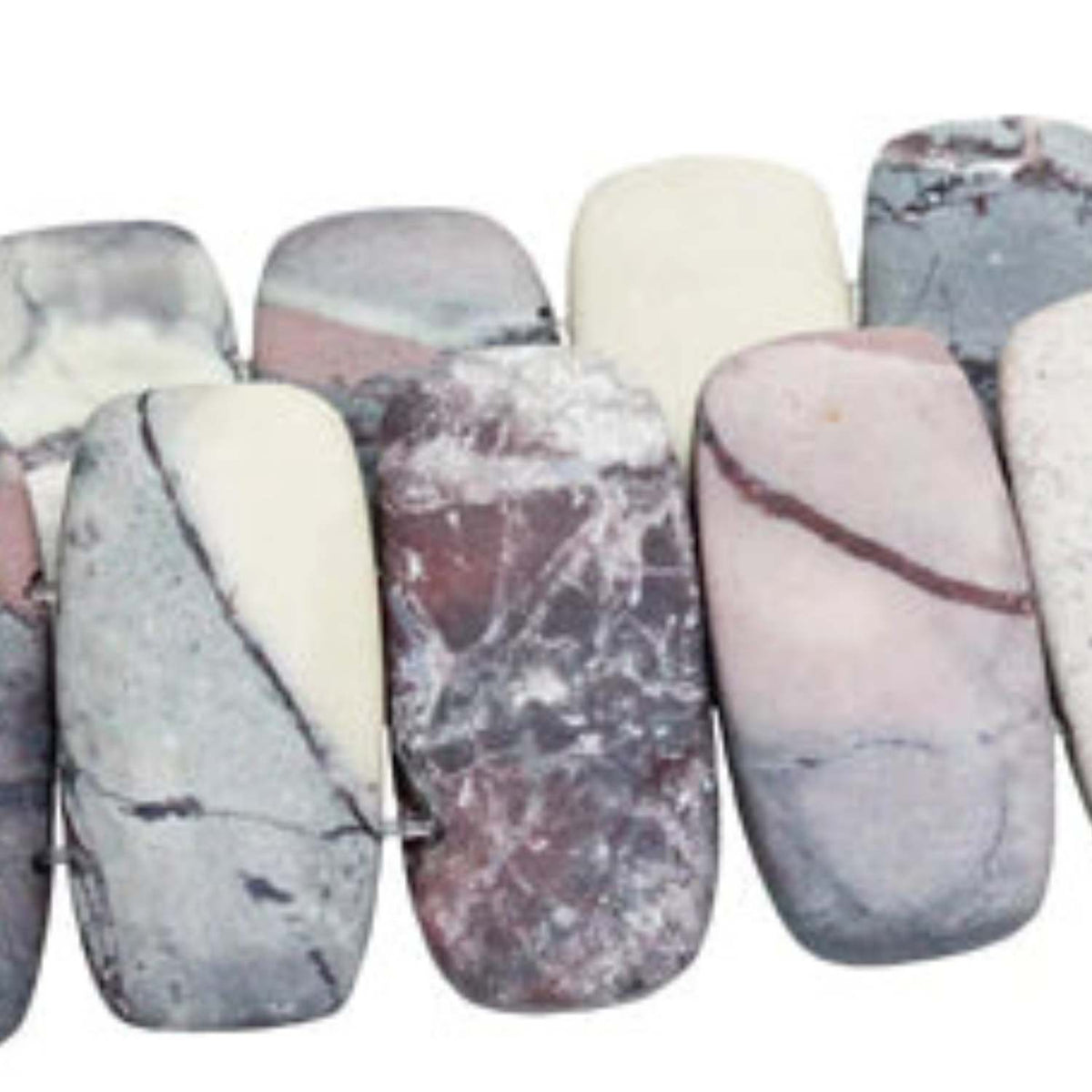 Matte Porcelain Jasper 10x20mm double drilled 8 inch strand