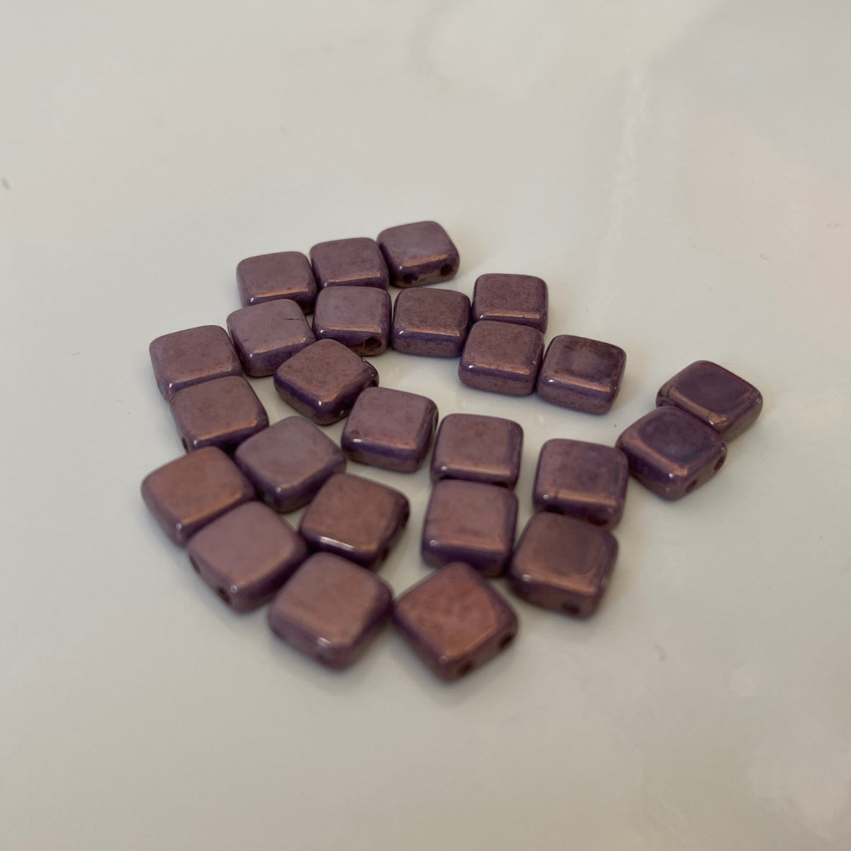 Czech Glass 6mm Tile Purple Luster