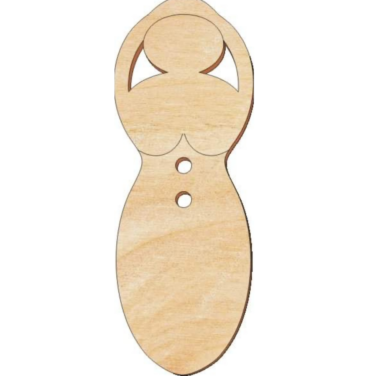 Wood Button 1 piece 2 holes GoddessShape Button 2.25”