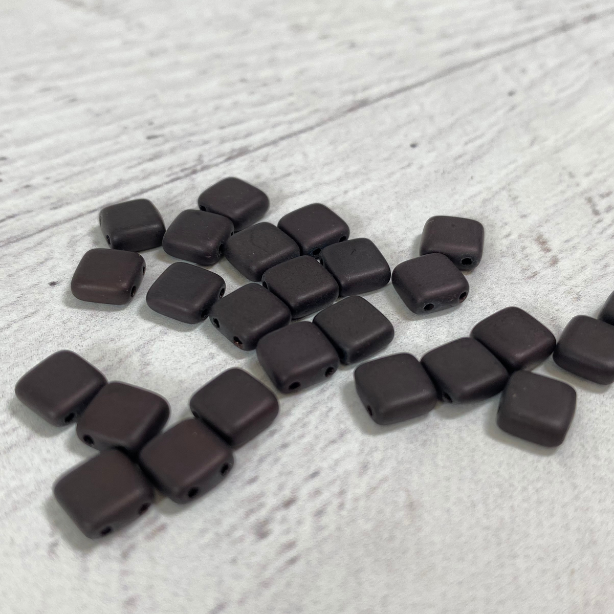 Czech Glass 6mm Tile Matte Dark Bronze