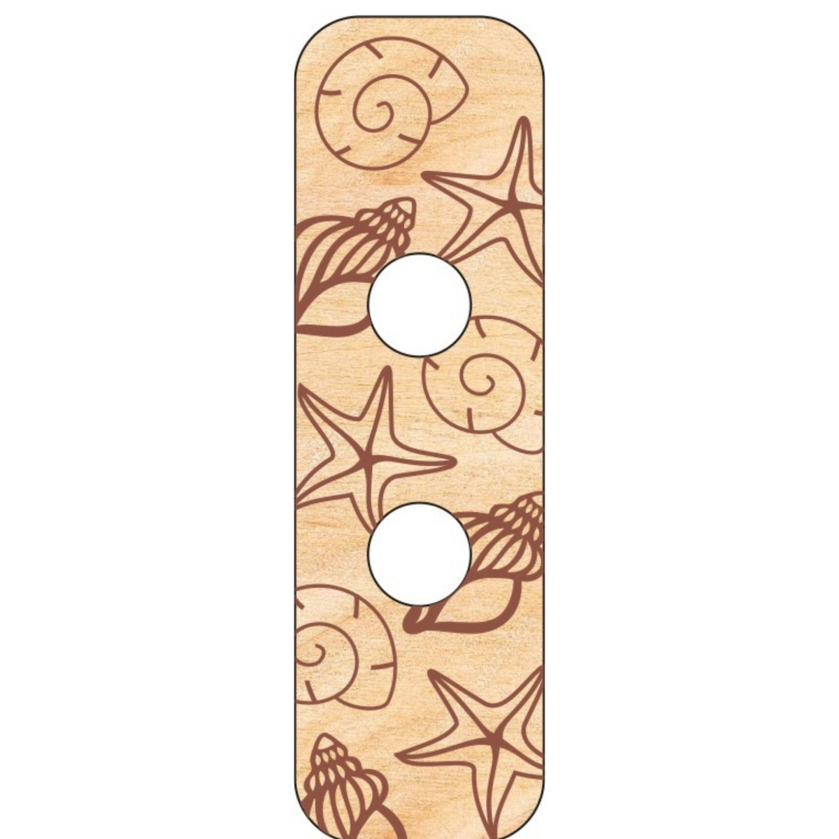 Wood Button 3 Pieces 2 Hole Sea Shells 1.5" x .25