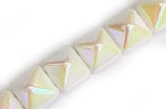Czech Glass two hole 12mm Pyramid White AB