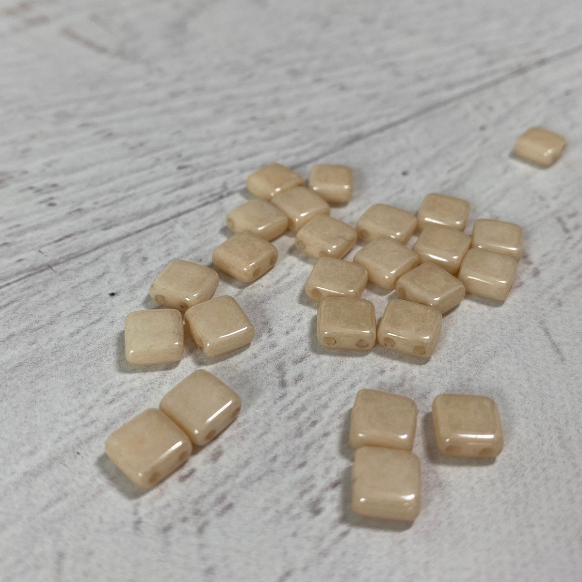 Czech Glass 6mm Tile Cream Luster