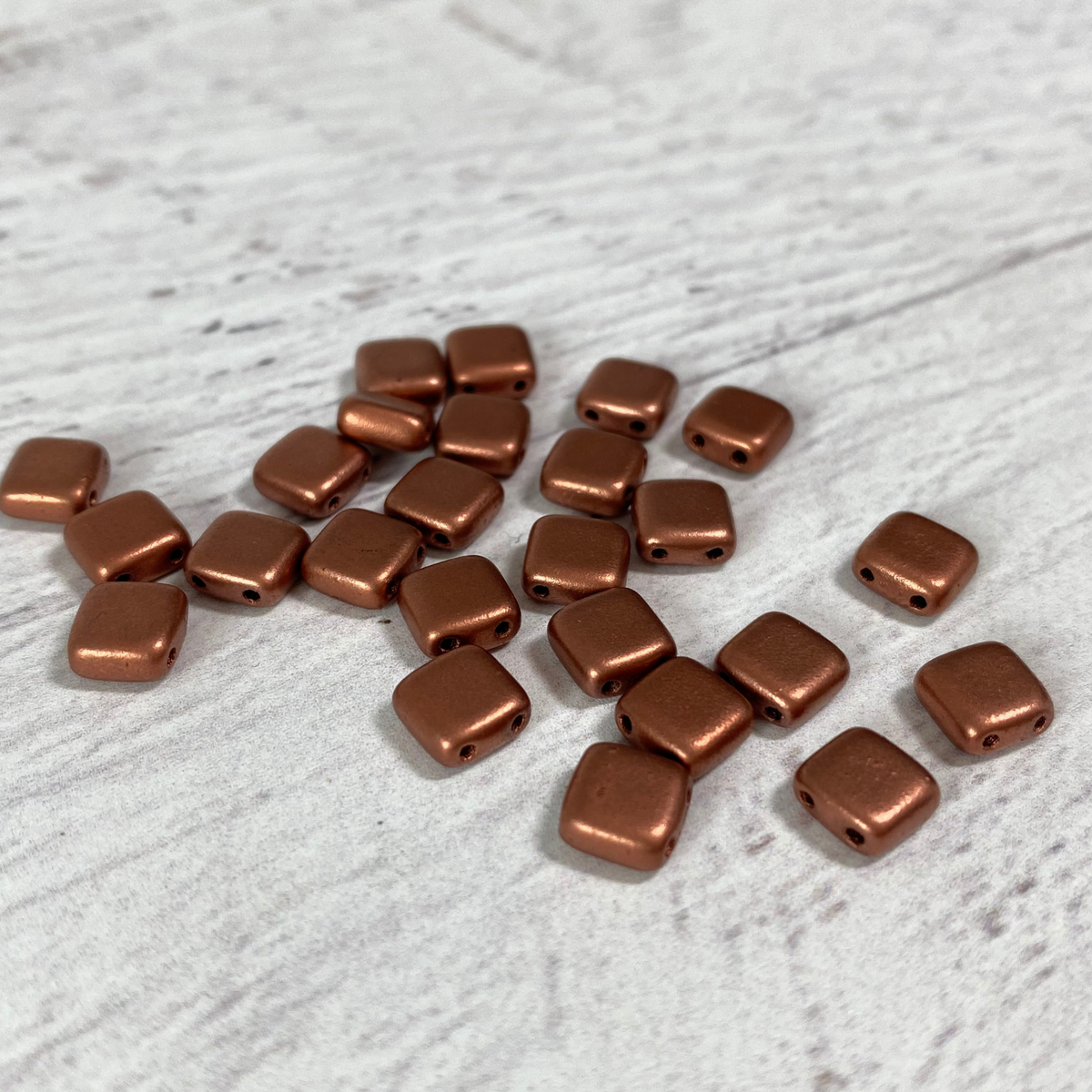 Czech Glass 6mm Tile Matte Metallic Copper