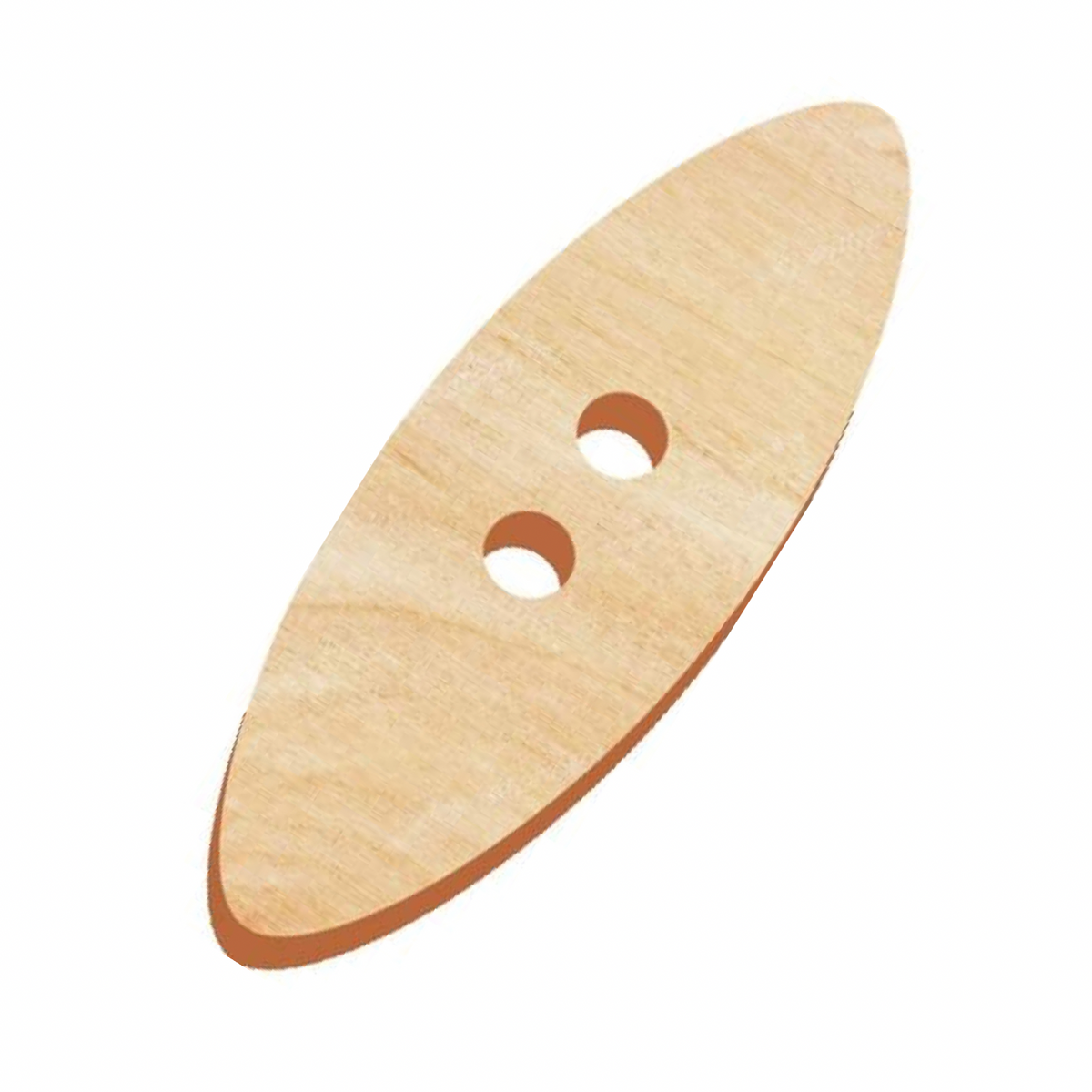 Wood Button 1 Piece 2 Holes Surfboard Shape Blank Button 2.25”