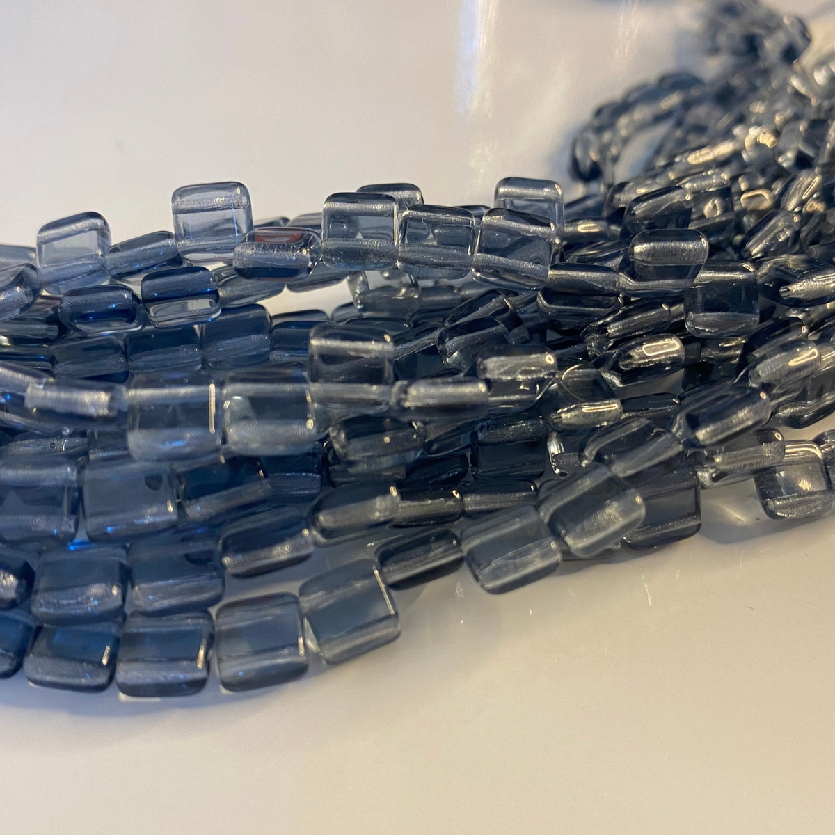 Czech Glass 6mm two hole Tile Bead Indian Sapphire Matte