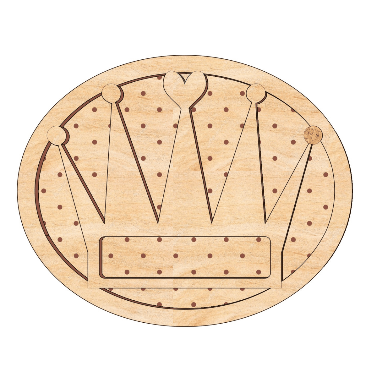 Jewel Loom Wood Bead Board Oval Shape with Crown Design