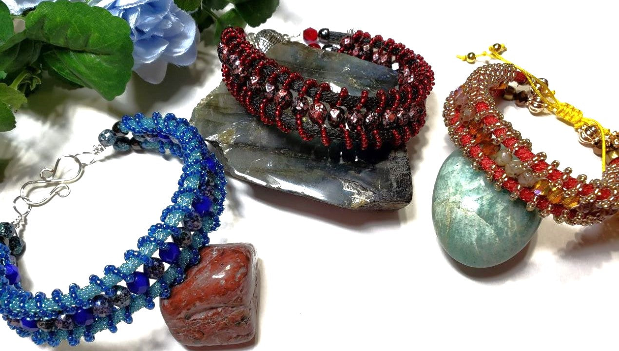 Bead Wrapped Pipe Chain Cuff - Jewel Loom School with Joan