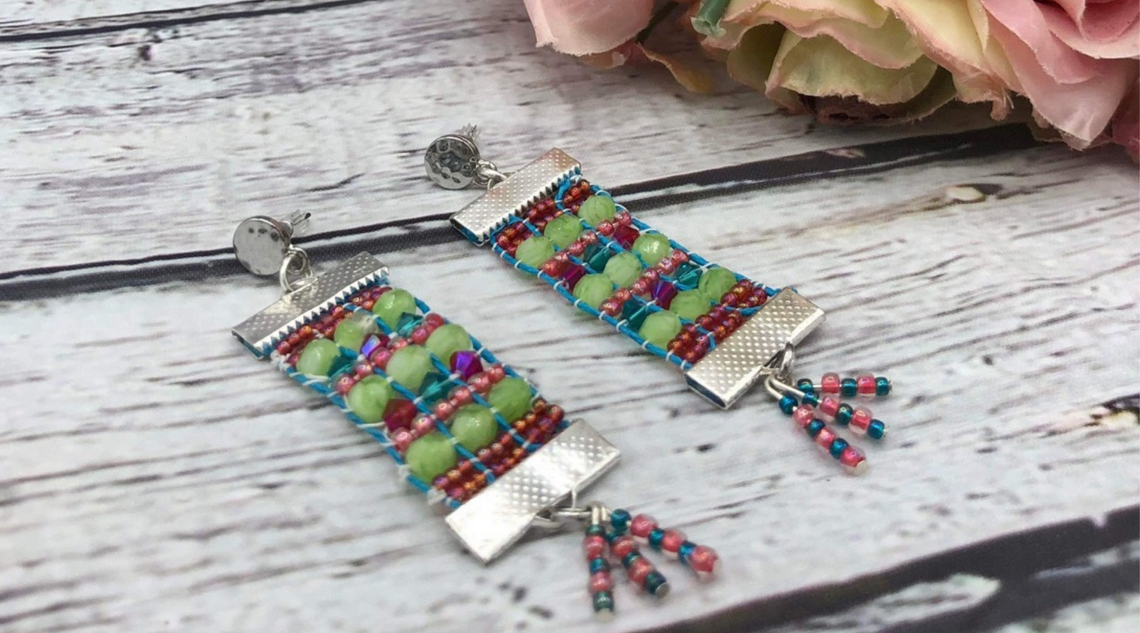 Fire Polish Crystal Earrings Jewel Loom School with Tricia & Amber