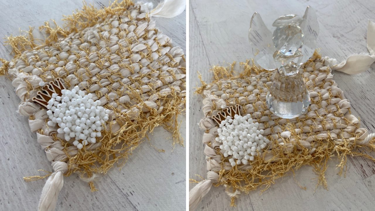 How to Make a Multi Fiber Coaster on the Boo Boo Loom with a Beaded Embellishment