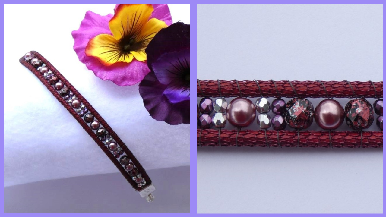 How to loom a beaded bracelet cuff Using SilverSilk Knitted Leather