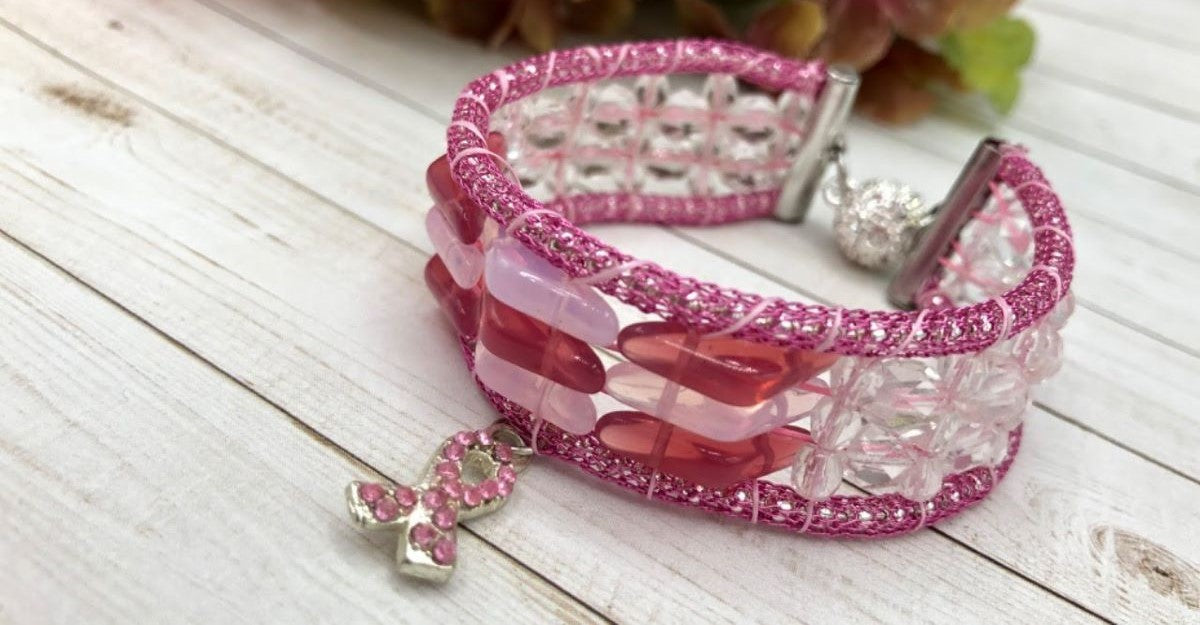 Silver Silk Breast Cancer Awareness Warrior Bracelet