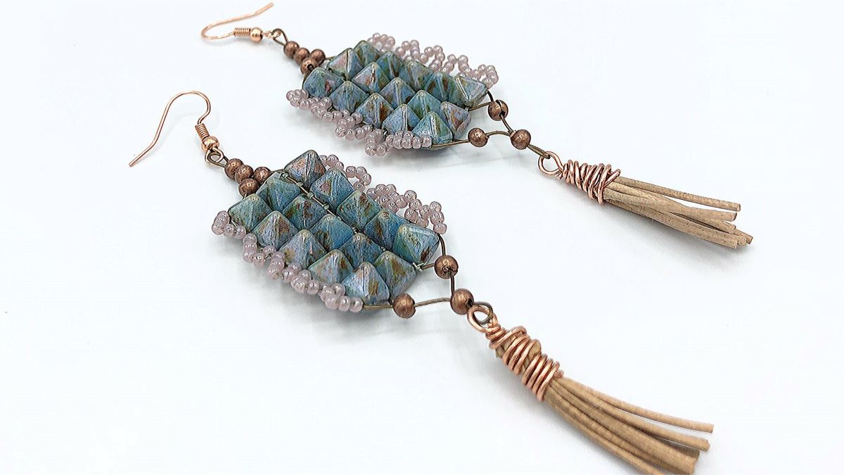 Boho Pyramid Earrings with Beading Wire - Jewel Loom School Live with Tricia