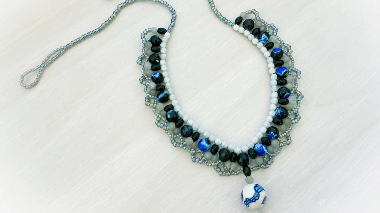 How to Make the Jewel Box May 2026 Project: Lace-Look Seed Bead & Gemstone Necklace
